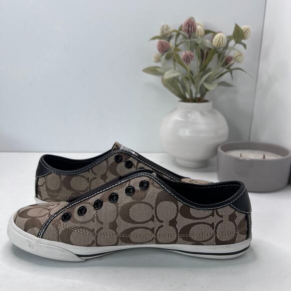 Coach Bev Signature Monogramed Jacquard Slip On Sneakers Q586 Women’s 8B - Picture 7 of 9
